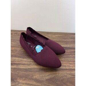 Seychelles Burgundy Knit Scalloped Pointed Toe Flats Wide Width 6.5W N51885W